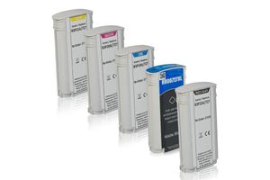 Multipack compatibel met HP B3P06A / 727 bevat 1 x B3P22A / 727 Inktcartridge, 1 x B3P23A / 727 Inktcartridge, 1 x B3P19A / 727 Inktcartridge, 1 x B3P20A / 727 Inktcartridge, 1 x B3P21A / 727 Inktcartridge