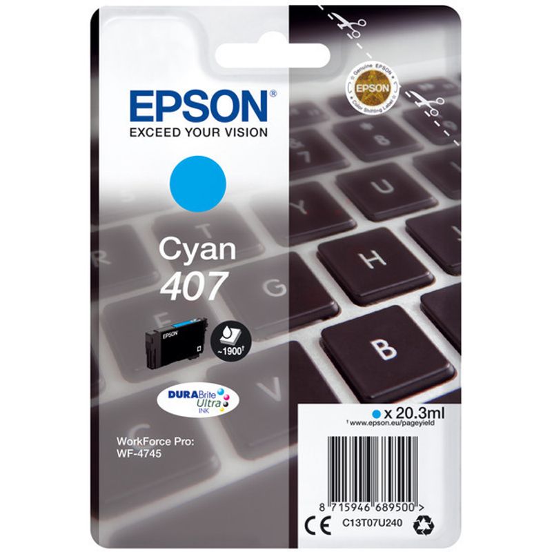 Original Epson C13T07U240 / 407 Tintenpatrone cyan 