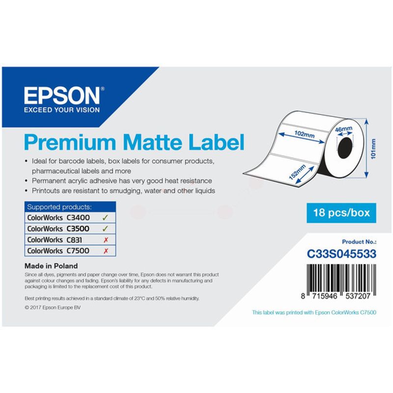 Original Epson C33S045533 Format-Etiketten 