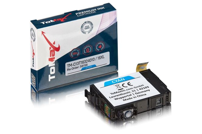 ToMax Premium replaces Epson C13T16324010 / 16XL Ink Cartridge, cyan 