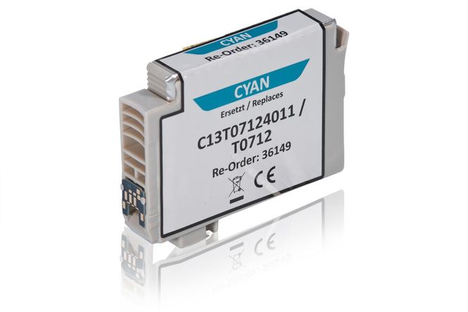 Kompatibel zu Epson C13T07124011 / T0712 Tintenpatrone, cyan 
