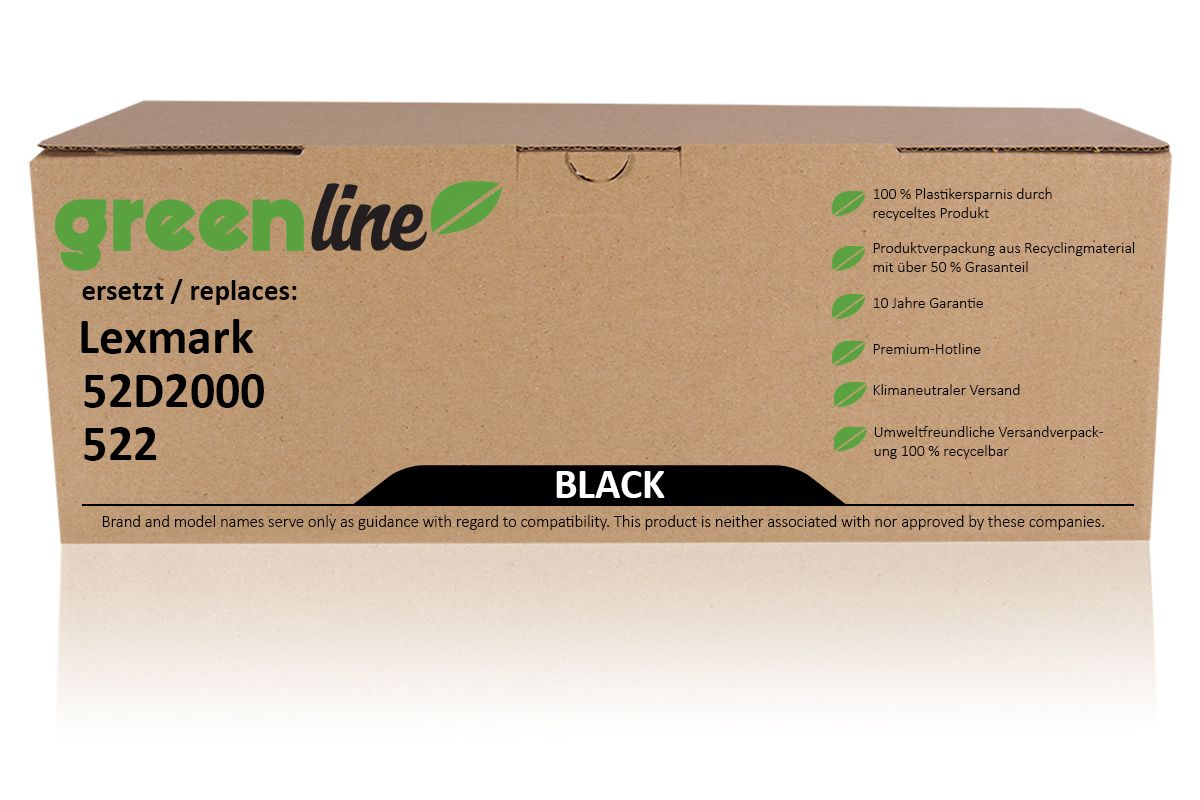 greenline ersetzt Lexmark 52D2000 / 522 Tonerkartusche, schwarz 