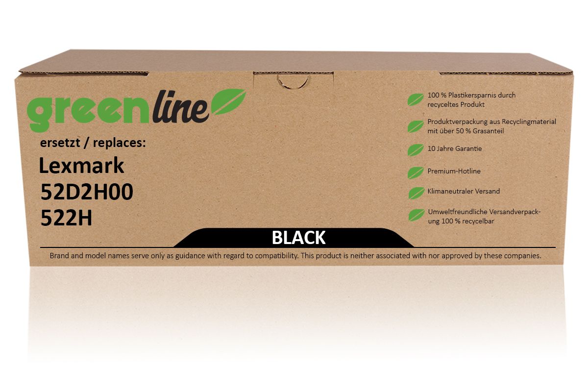 greenline ersetzt Lexmark 52D2H00 / 522H Tonerkartusche, schwarz 