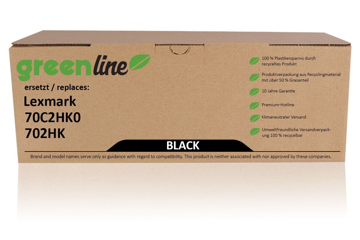 greenline ersetzt Lexmark 70C2HK0 / 702HK Tonerkartusche, schwarz 