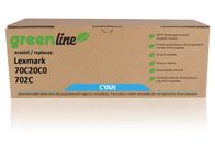 greenline vervangt Lexmark 70C20C0 / 702C Tonercartridge, cyaan