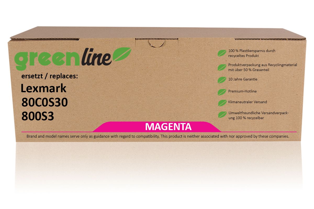 greenline ersetzt Lexmark 80C0S30 / 800S3 Tonerkartusche, magenta 