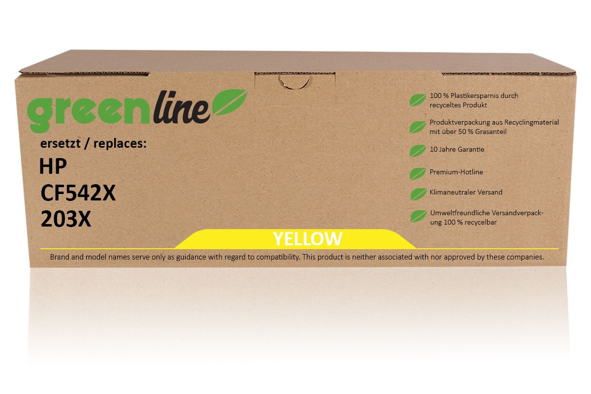 greenline ersetzt HP CF 542 X / 203X Tonerkartusche, gelb 