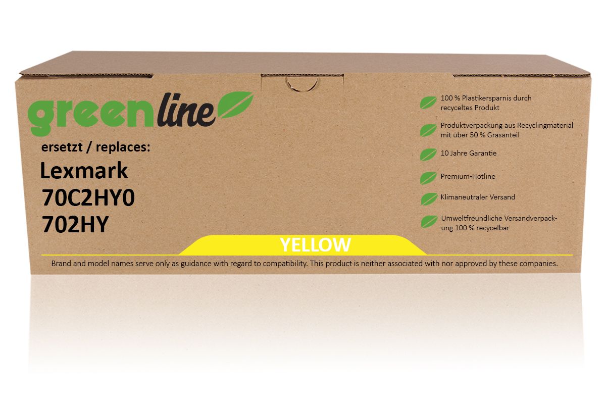 greenline ersetzt Lexmark 70C2HY0 / 702HY Tonerkartusche, gelb 