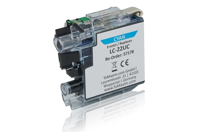 Compatible to Brother LC-22UC Ink Cartridge, cyan 