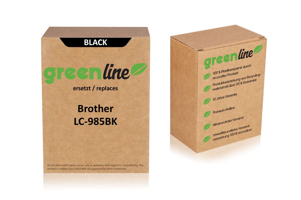 greenline ersetzt Brother LC-985 BK Tintenpatrone, schwarz 