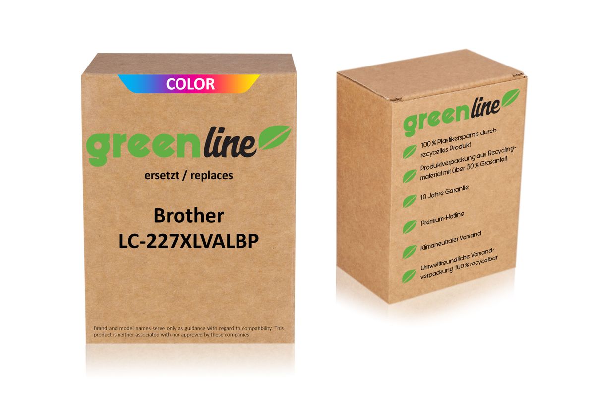 greenline ersetzt Brother LC-227 XL VAL BP Tintenpatrone, multipack 