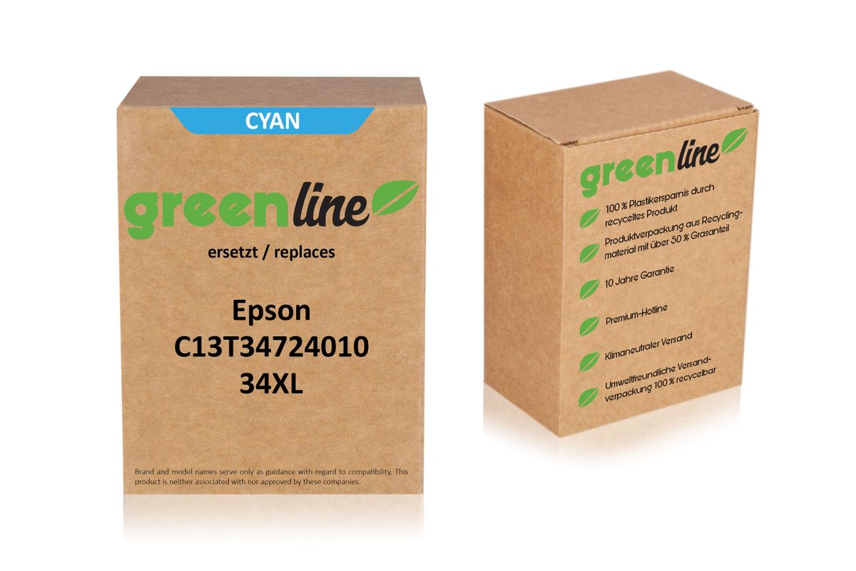 greenline ersetzt Epson C 13 T 34724010 / 34XL Tintenpatrone, cyan 