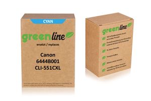 greenline sustituye a Canon 6444 B 001 / CLI-551 CXL Cartucho de tinta, cian 