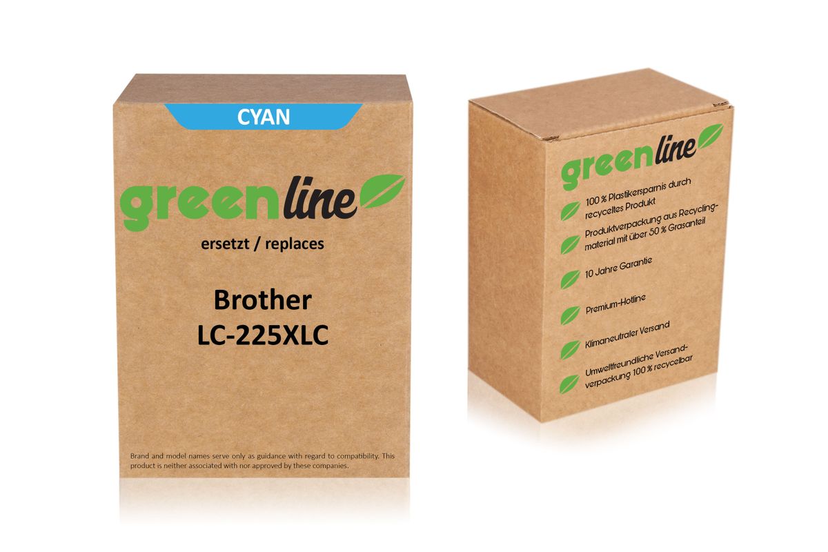 greenline ersetzt Brother LC-225 XL C Tintenpatrone, cyan 