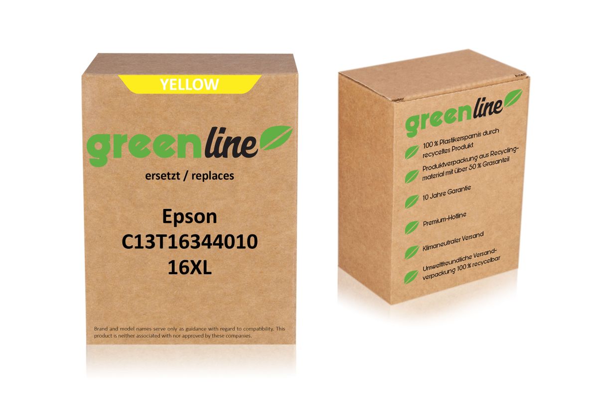 greenline ersetzt Epson C 13 T 16344010 / 16XL Tintenpatrone, gelb 
