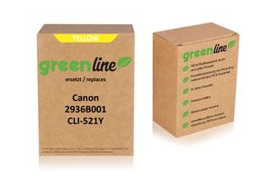 greenline nahrazuje Canon 2936 B 001 / CLI-521 Y Inkoustová nápln, žlutá 