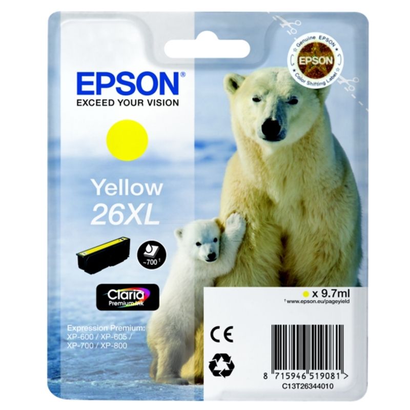Original Epson C13T26344010 / 26XL Tintenpatrone gelb 