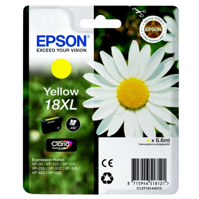 Original Epson C13T18144022 / 18XL Tintenpatrone gelb 