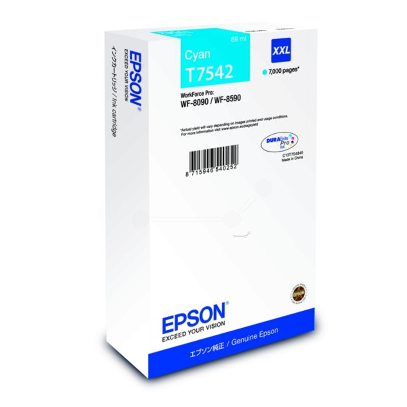 Original Epson C13T754240 / T7542 Tintenpatrone cyan 