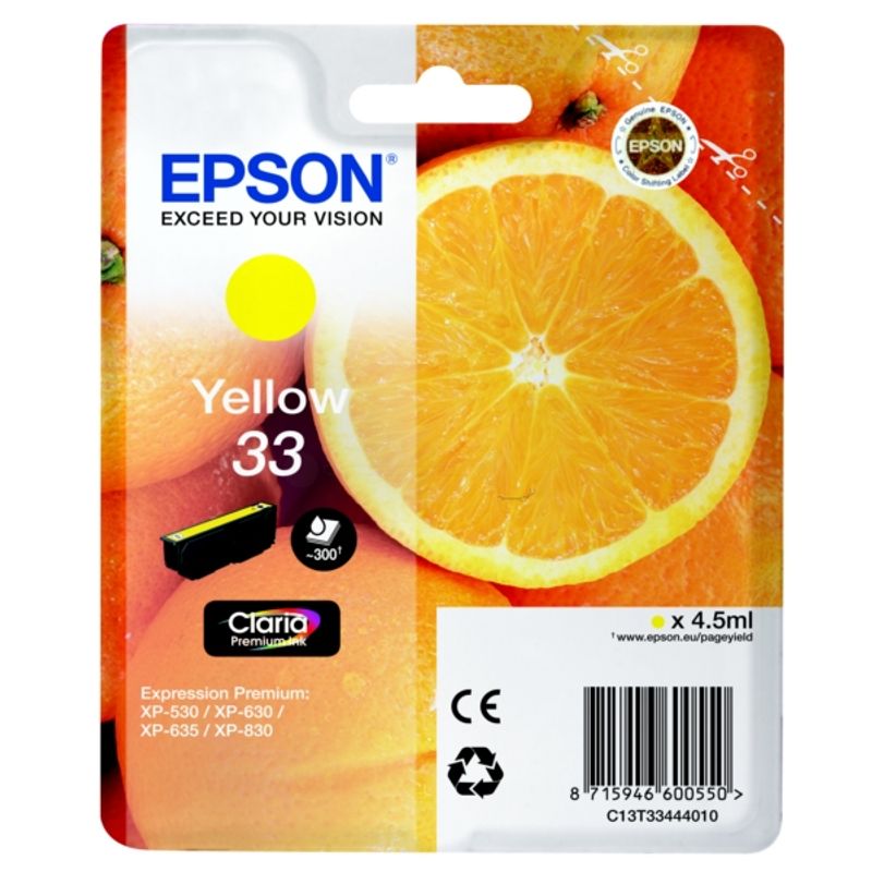 Original Epson C13T33444012 / 33 Tintenpatrone gelb 