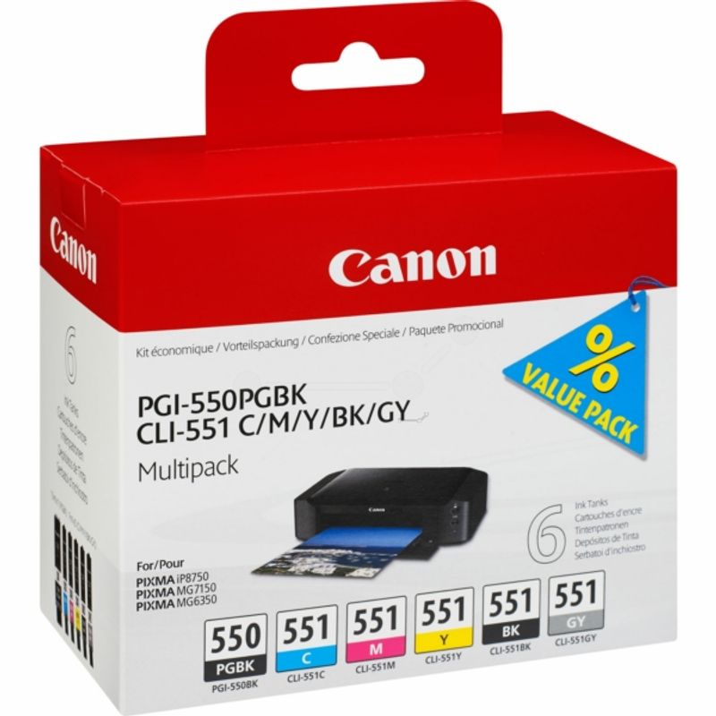 Original Canon 6496B005 / PGI550CLI551 Tintenpatrone MultiPack 