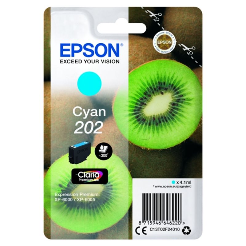 Original Epson C13T02F24010 / 202 Tintenpatrone cyan 