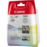 Kit 2 Cartouches D'encre Remanufacturées Pour Canon Pixma - Noir PG510 & Couleur CL511