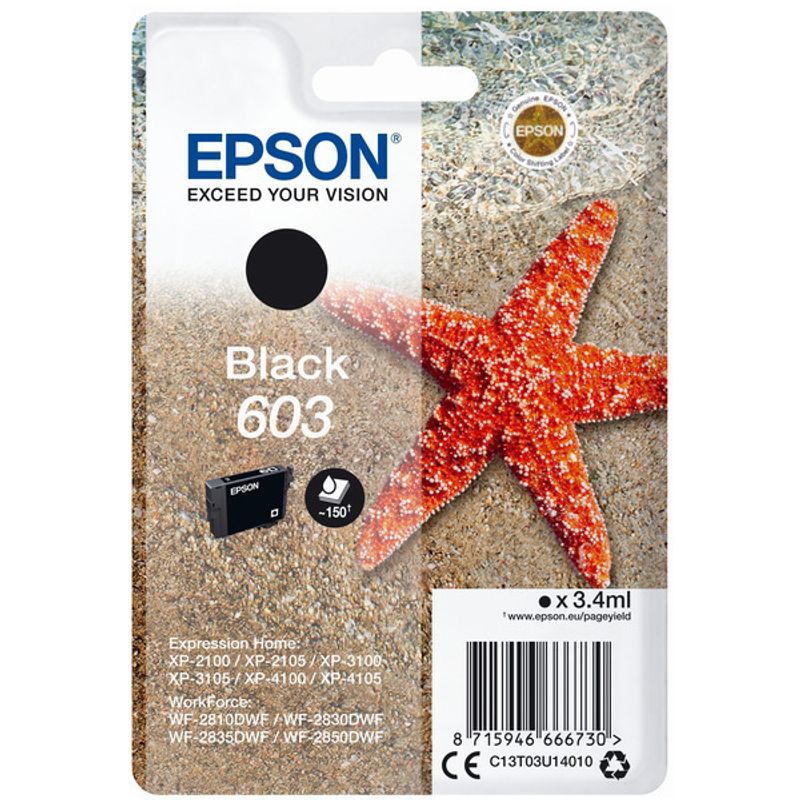 Original Epson C13T03U14010 / 603 Tintenpatrone schwarz 
