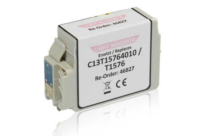 Compatible to Epson C13T15764010 / T1576 Ink Cartridge, light magenta 