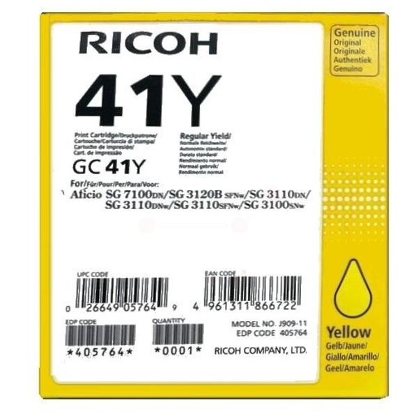 Original Ricoh 405764 / GC41Y Tinte Sonstige