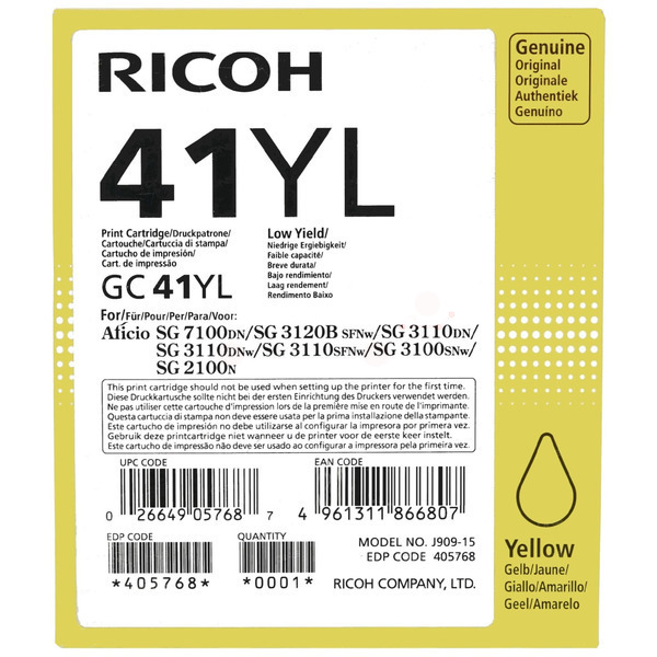 Original Ricoh 405768 / GC41YL Tinte Sonstige