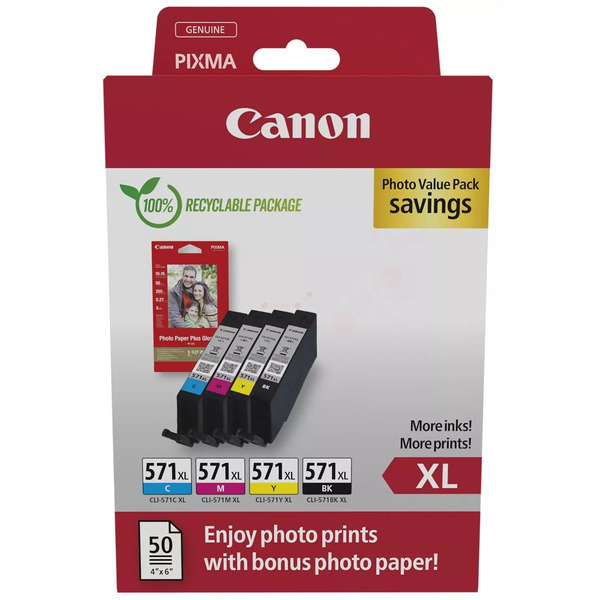 Original Canon 0332C005 / CLI571XL Tintenpatrone MultiPack