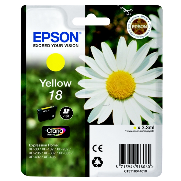 Original Epson C13T18044012 / 18 Tintenpatrone gelb