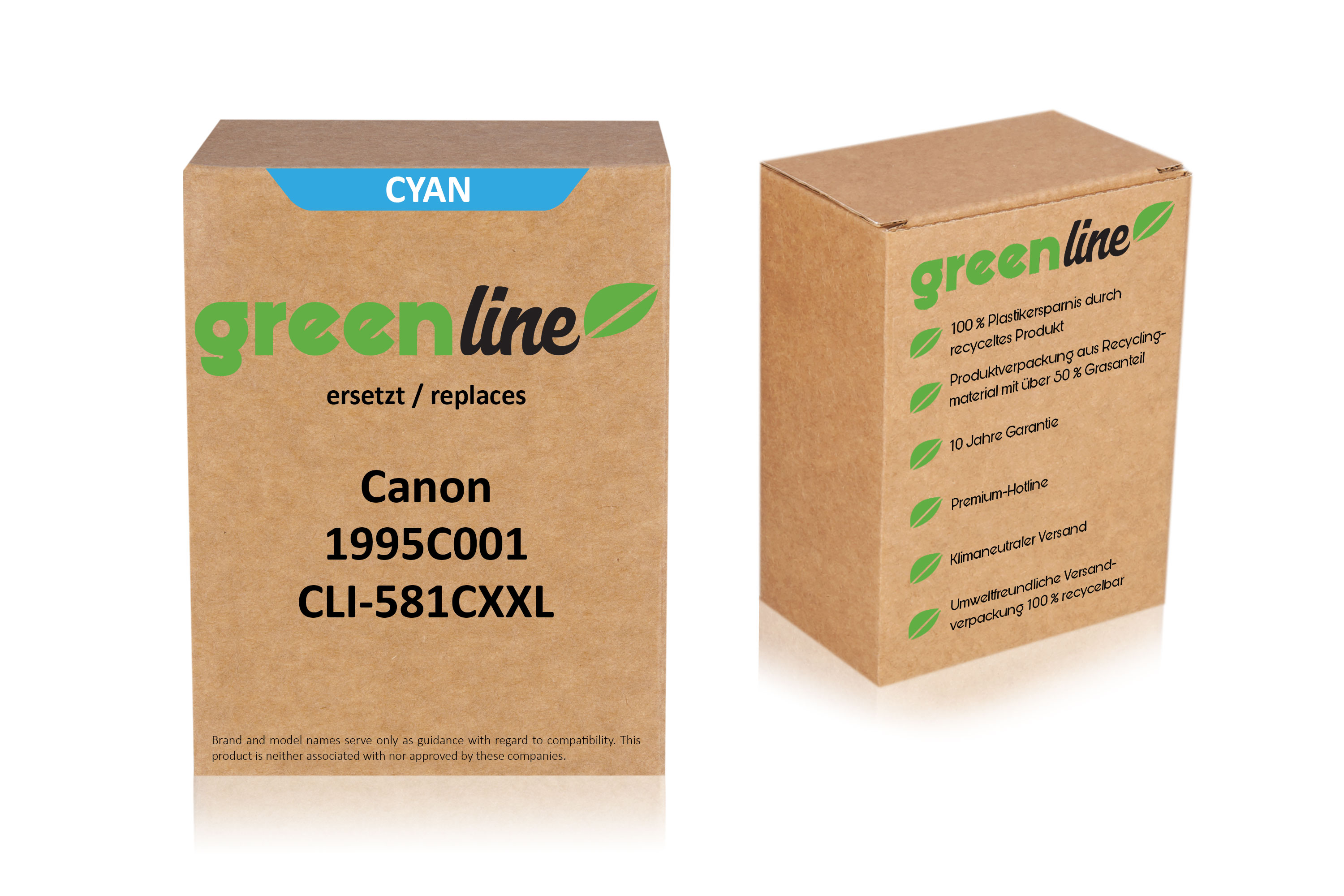 greenline ersetzt Canon 1995 C 001 / CLI-581 CXXL Tintenpatrone, cyan