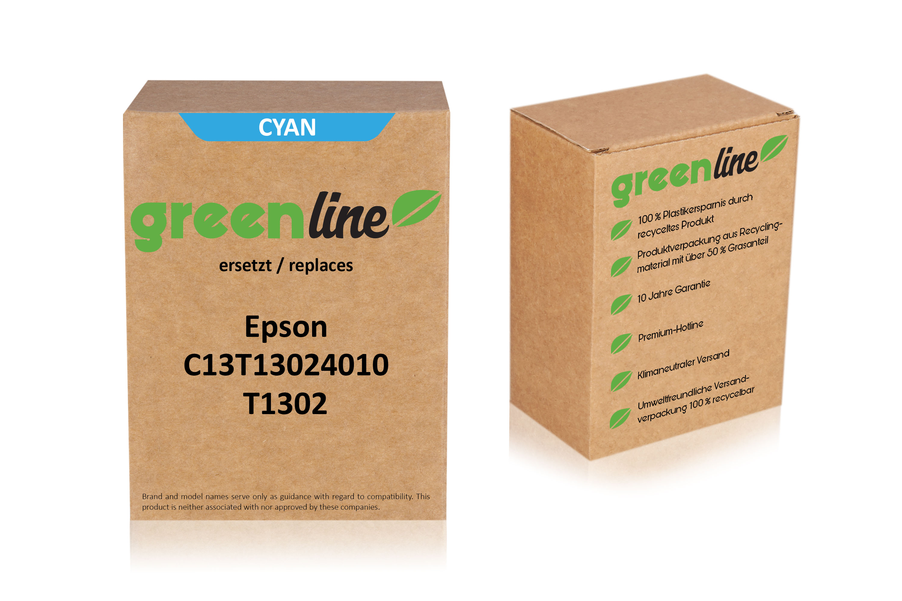 greenline ersetzt Epson C13T13024010 / T1302 Tintenpatrone, cyan