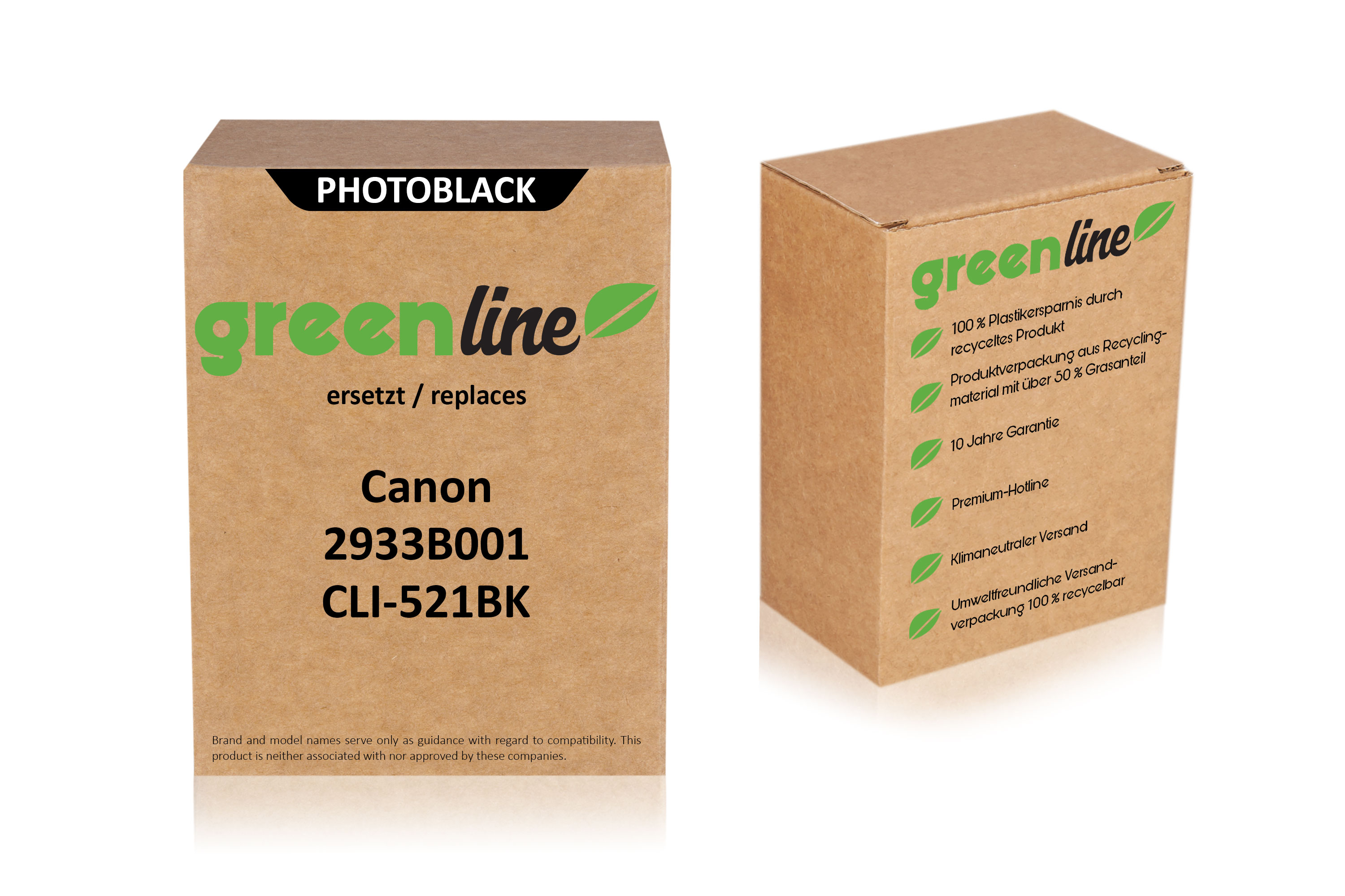 greenline ersetzt Canon 2933B001 / CLI-521 BK Tintenpatrone, foto schwarz