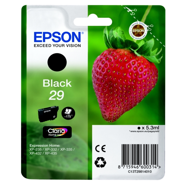 Original Epson C13T29814012 / 29 Tintenpatrone schwarz