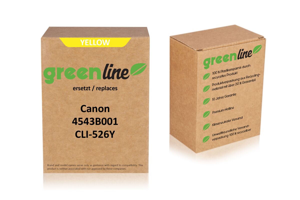 TonerPartner greenline ersetzt Canon 4543B001 / CLI-526Y Tintenpatrone, gelb